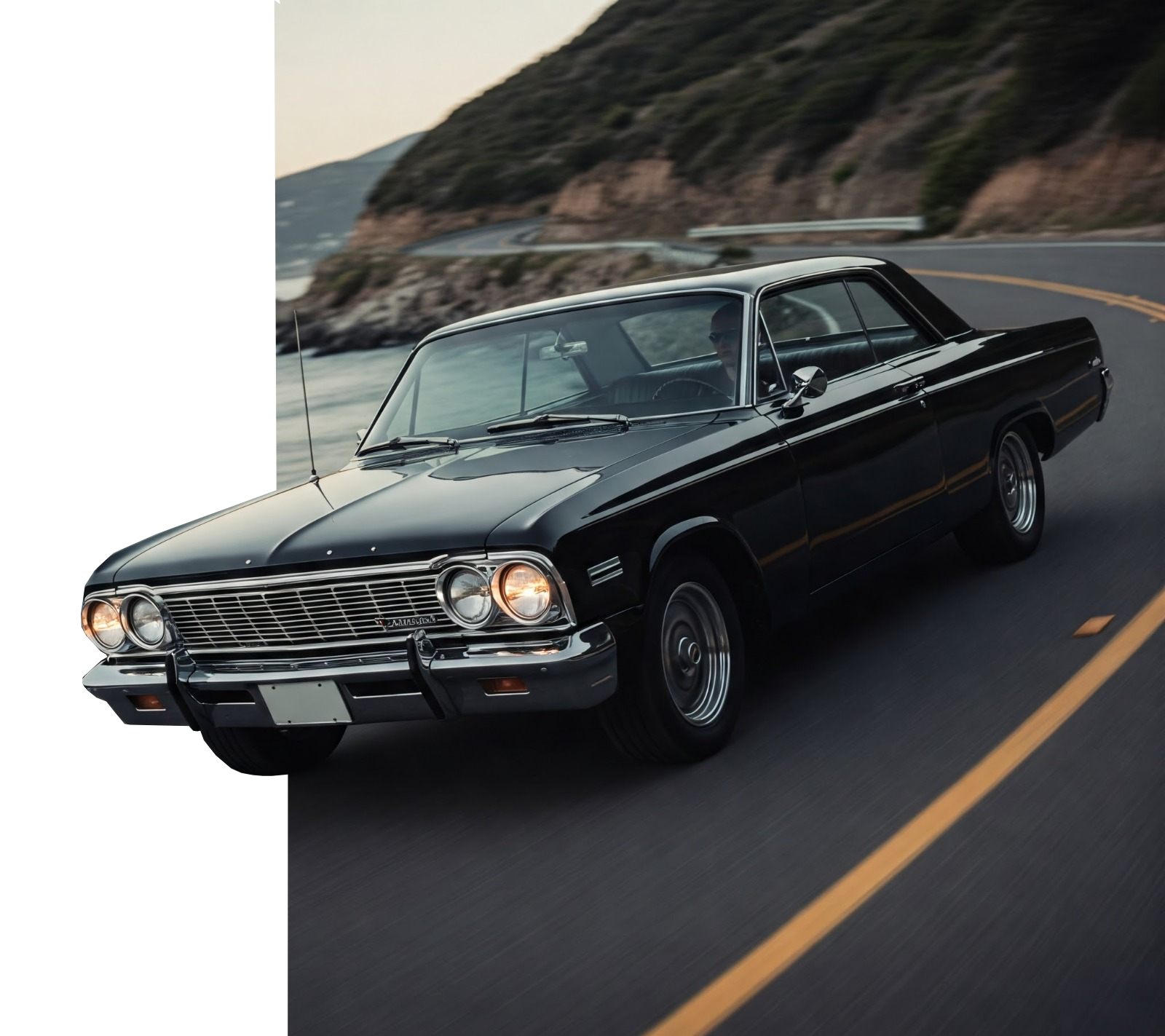 Carro clássico na estrada